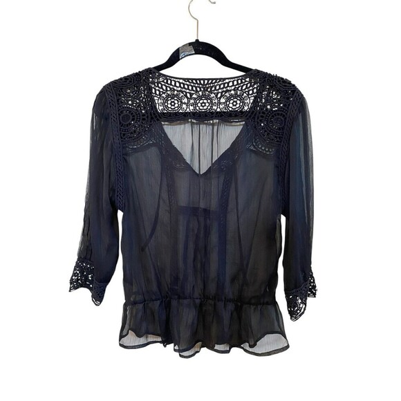 Sheer Black Blouse Daniel Rainn Sz.M ? - Picture 2 of 5